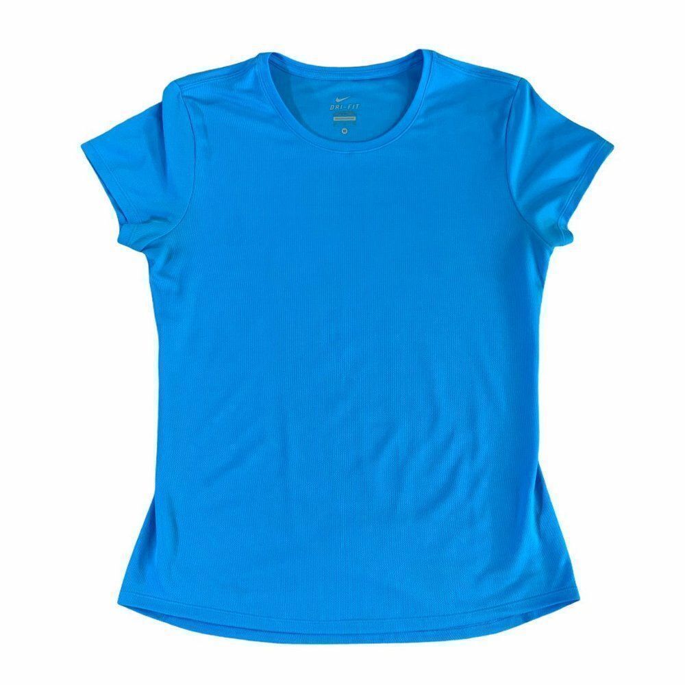 Nike Dri-Fit Shirt Women's Medium Blue Athletic Running Training Short Sleeve